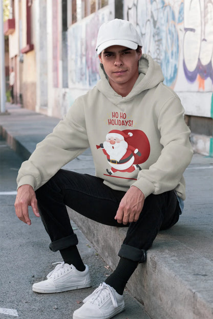 Unisex Merry Chirstmas Holidays Baskılı Oversize Kapüşonlu Sweatshirt Hoodie