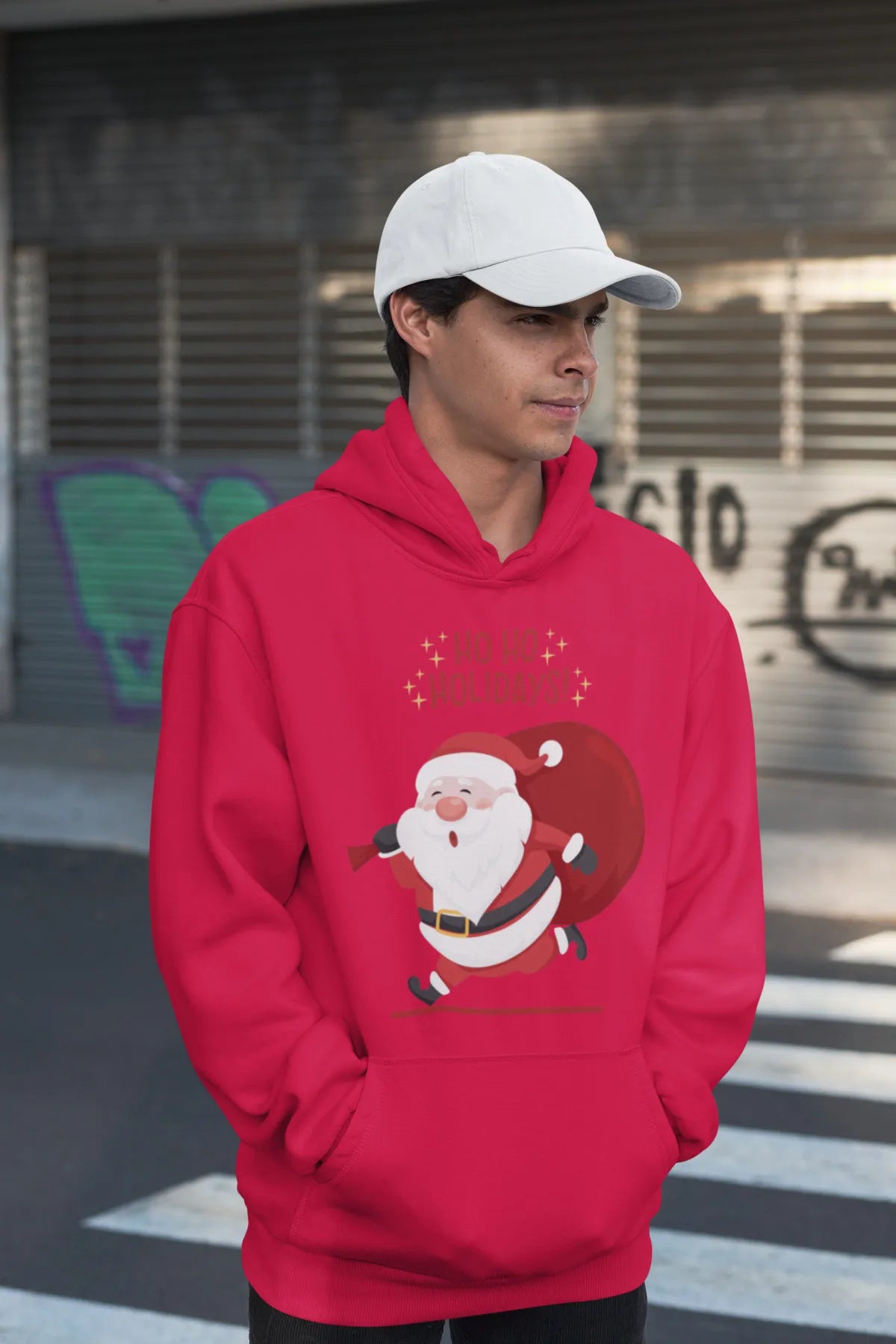 Unisex Merry Chirstmas Holidays Baskılı Oversize Kapüşonlu Sweatshirt Hoodie