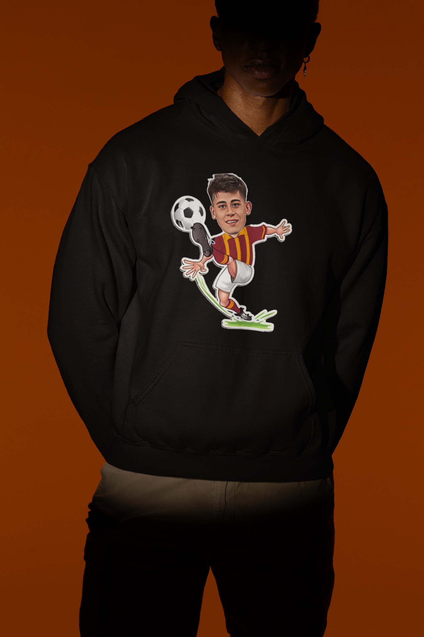 Kişiye Özel Futbolcu Karikatürü Baskılı Sweatshirt