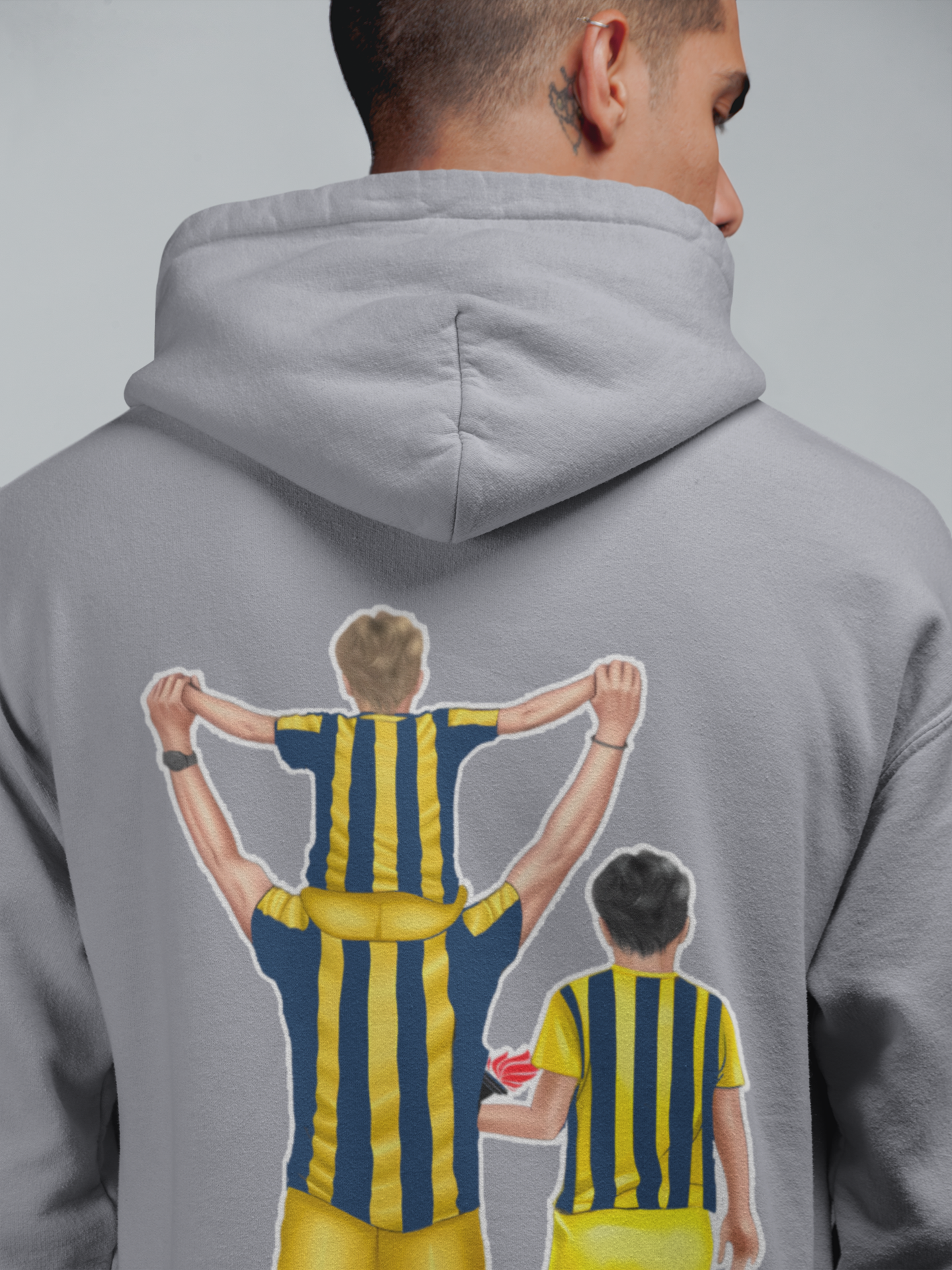 Futbol Takımları Baba 2 Oğlu Kişiye Özel Tasarım Baskılı Oversize Sweatshirt