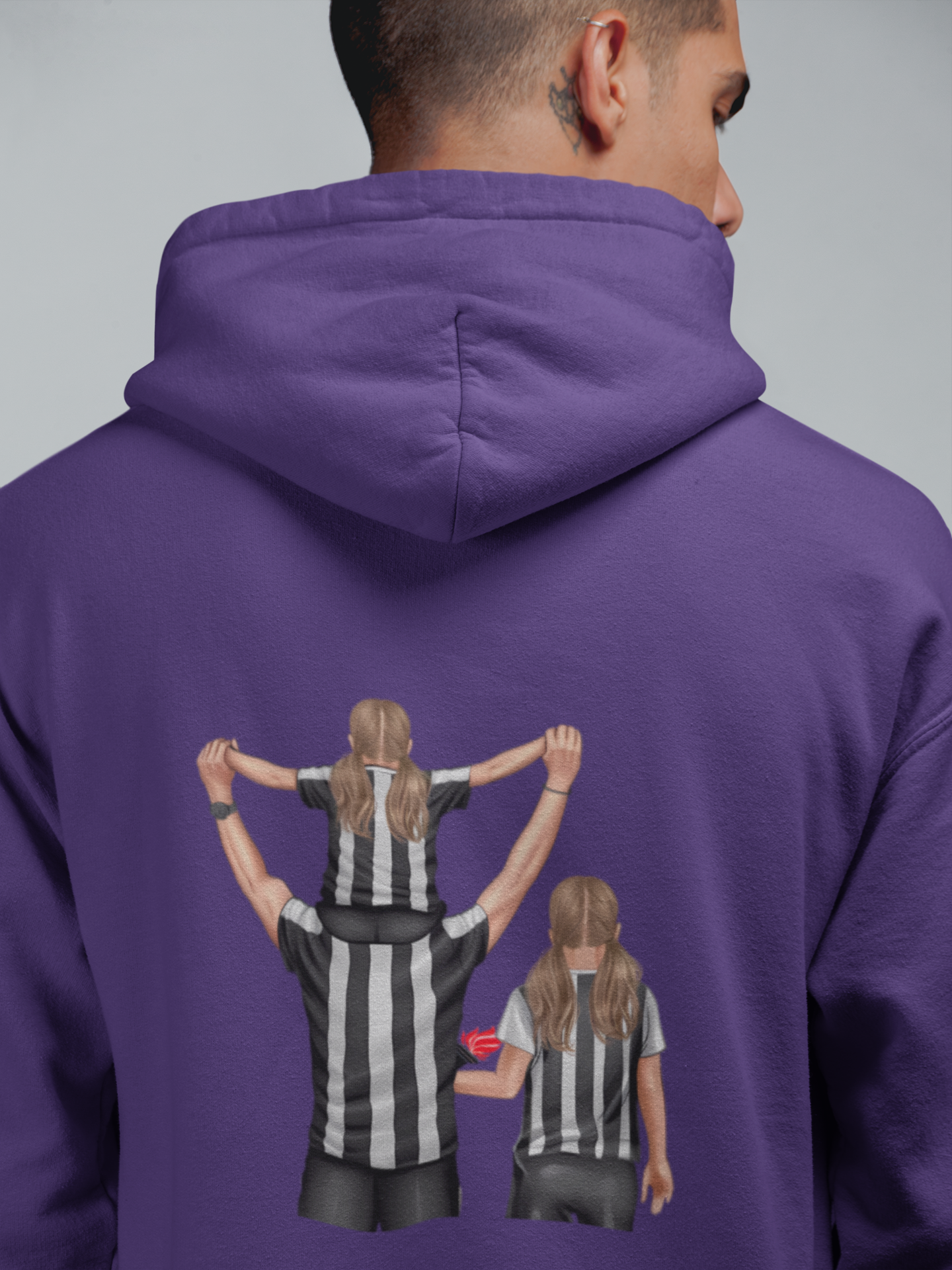 Futbol Takımları Baba 2 Kız Kişiye Özel Tasarım Baskılı Oversize Sweatshirt