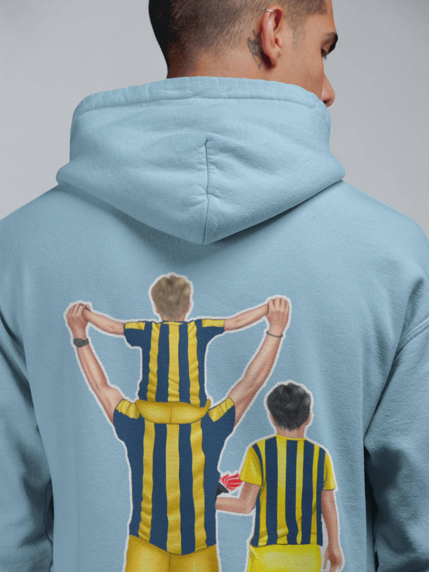 Futbol Takımları Baba 2 Oğlu Kişiye Özel Tasarım Baskılı Oversize Sweatshirt