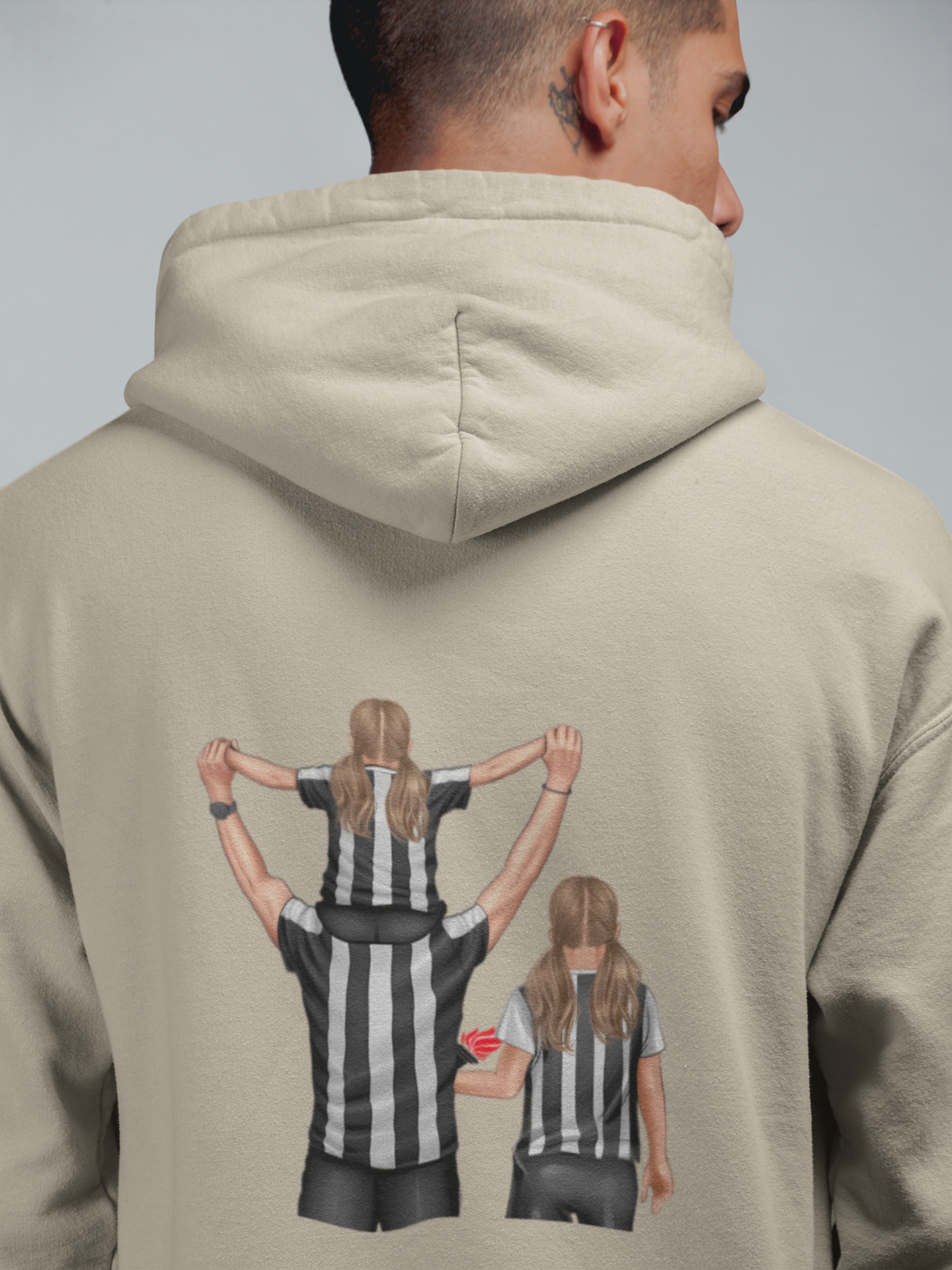 Futbol Takımları Baba 2 Kız Kişiye Özel Tasarım Baskılı Oversize Sweatshirt