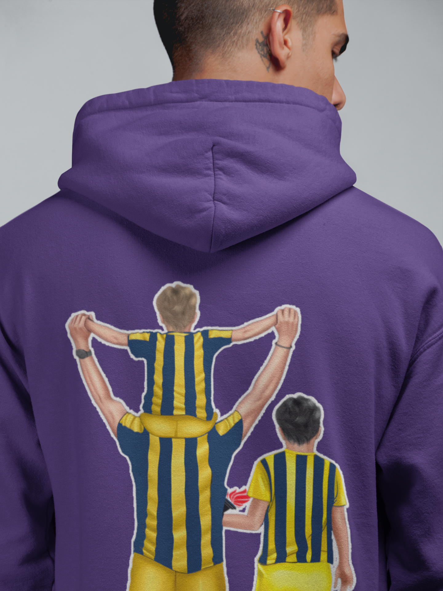 Futbol Takımları Baba 2 Oğlu Kişiye Özel Tasarım Baskılı Oversize Sweatshirt