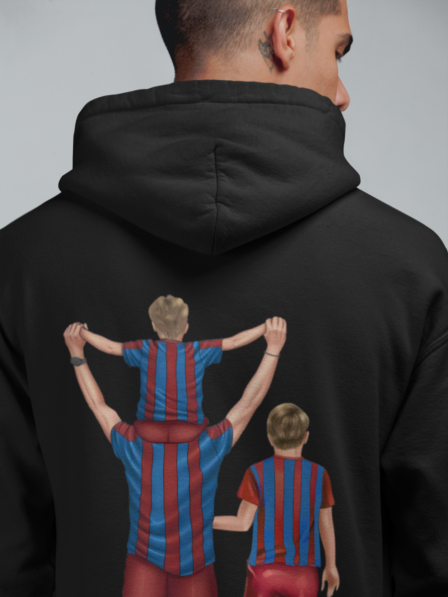 Futbol Takımları Baba 2 Oğlu Kişiye Özel Tasarım Baskılı Oversize Sweatshirt