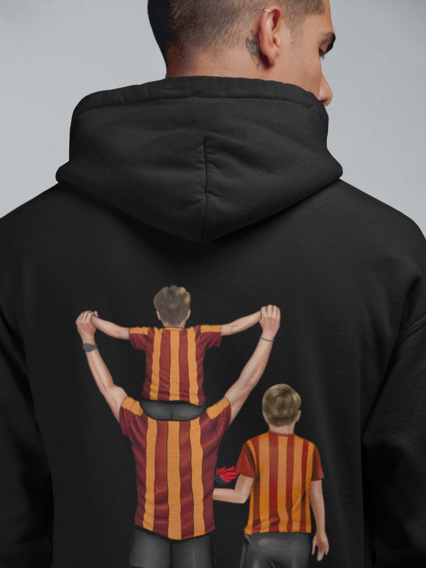 Futbol Takımları Baba 2 Oğlu Kişiye Özel Tasarım Baskılı Oversize Sweatshirt